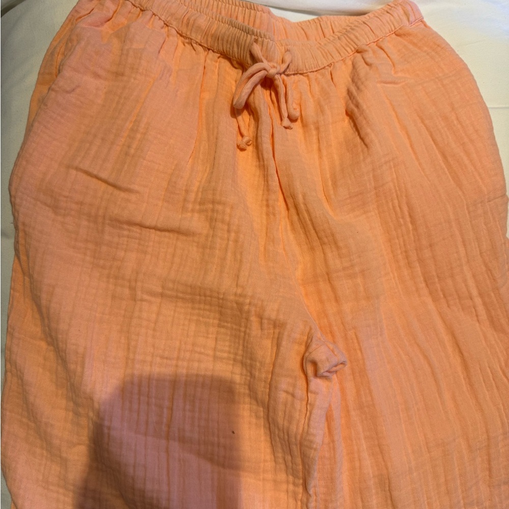 Peach cheesecloth Drawstring Pants - wide leg. Unworn. L